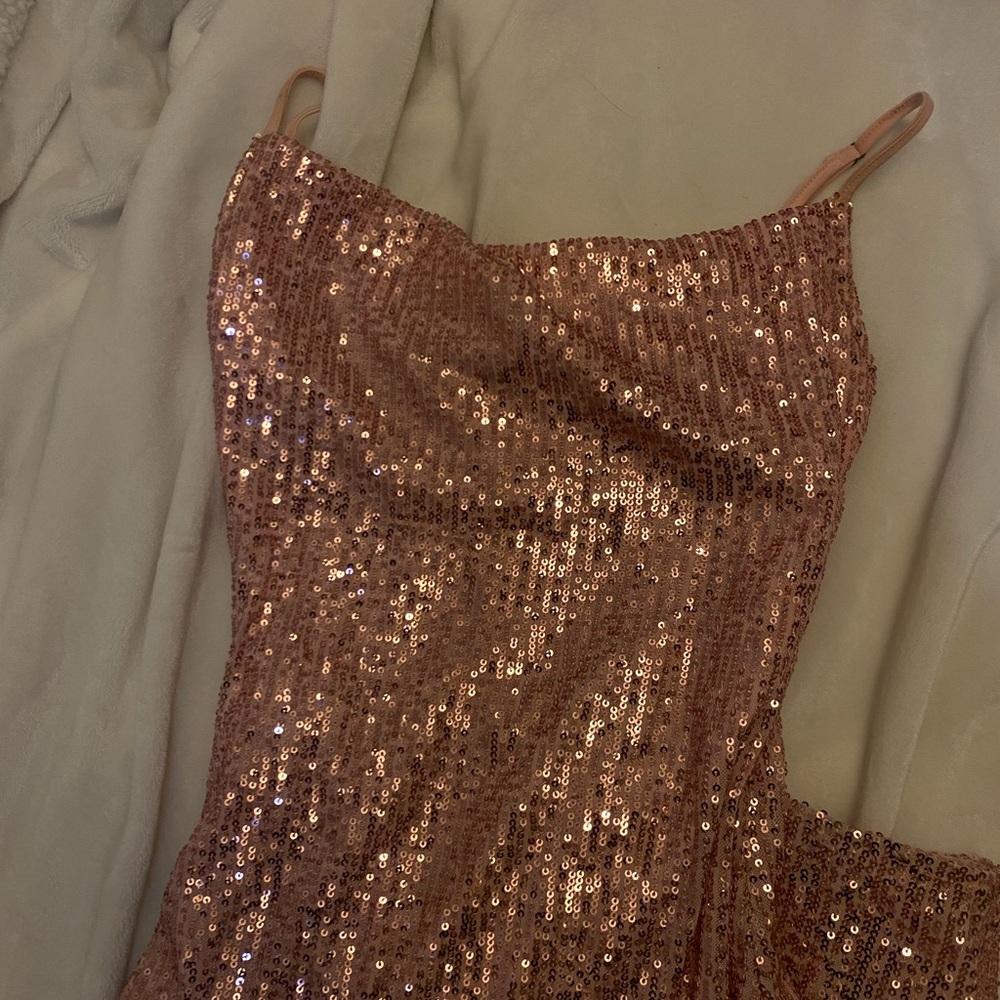 Pink sequin mini dress